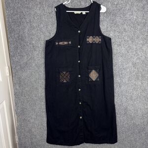 Jenna Lane Vintage Dress Womens Size 1X Black Shift Southwestern aztec Gothic